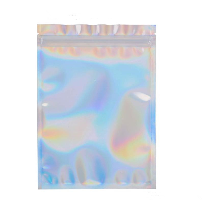 Heat Sealed Packaging Clear Front Holographic Back Plastic Zipper Bag